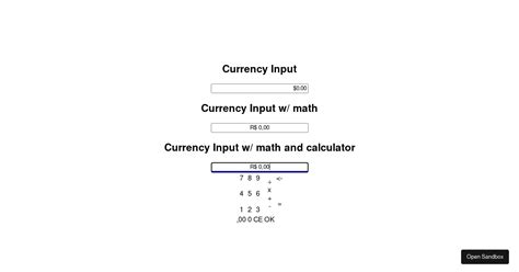 Input Currency React Examples CodeSandbox