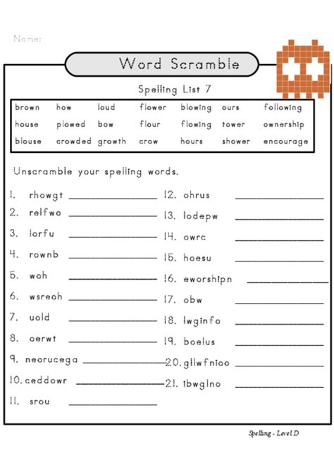 Free Printable Word Scramble Worksheets