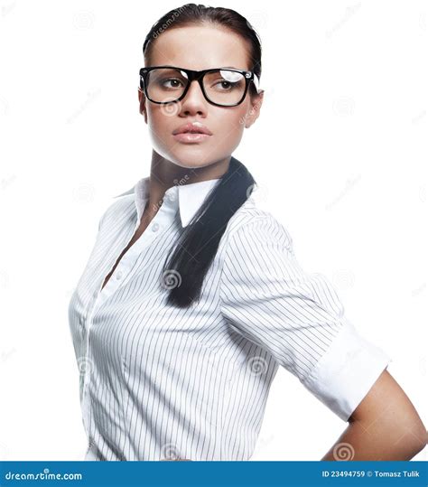 Business Woman Wearing Glasses Stock Image Image Of Woman People