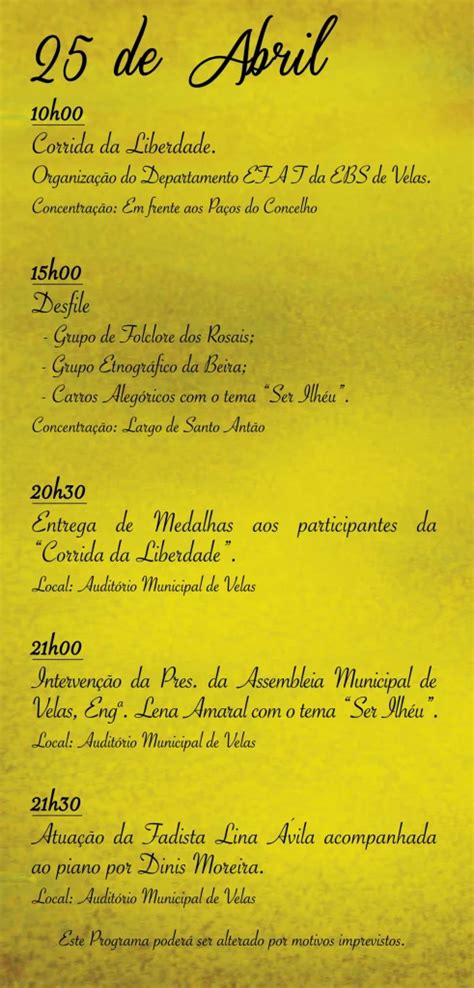 Programa Das Festas De S O Jorge Municipio De Velas