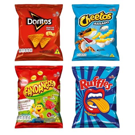 Kit Salgadinhos Sortidos Doritos Ruffles Chettos Fandangos Elma