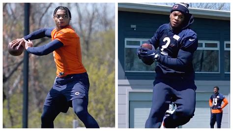 Bears Duo Justin Fields Dj Moore Connecting During Practice As C