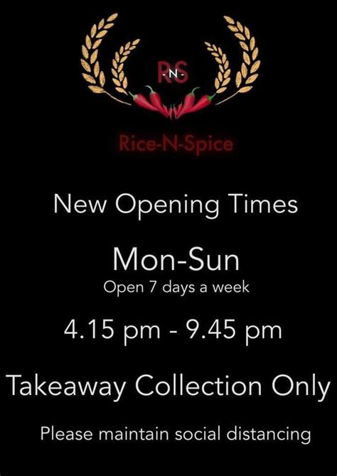 Menu at Rice & Spice restaurant, Ystradgynlais