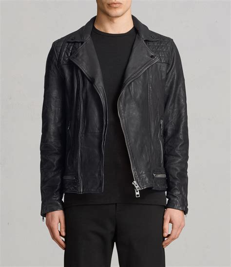 Mens Conroy Leather Biker Jacket Ink Allsaints Jackets Men