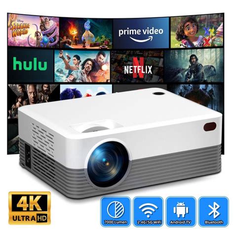 4K Projector UHD LED 7000 lumen 5G WiFi Bluetooth USB Android TV Home ...