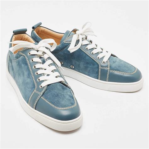 Christian Louboutin Blue Suede And Leather Rantulow Sneakers Size 445