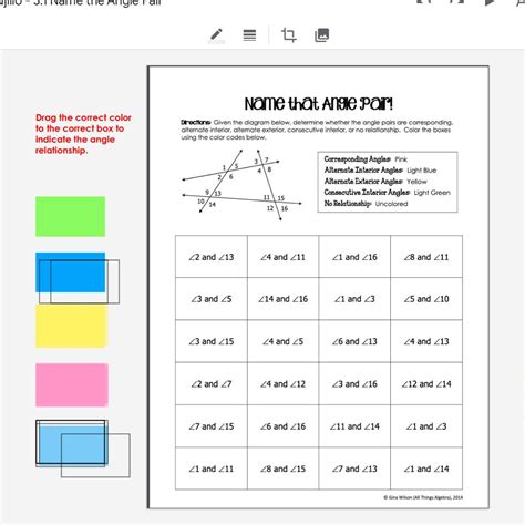 Name That Angle Pair Worksheet Answers Gina Wilson