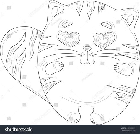 Cartoon Cat Heart Shaped Eyes Sketch Stock Vector (Royalty Free) 1909660213 | Shutterstock