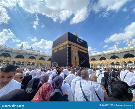 Muslim Pilgrims At The Kaaba In The Haram Mosque Of Mecca Saudi