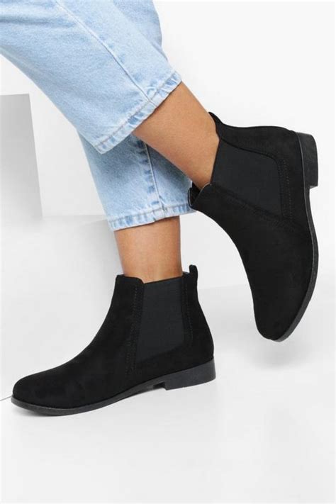 Wide Fit Suedette Flat Chelsea Boots Boohoo Uk