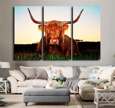 Canvas Wall Art Highland Cow Prints Cow Canvas Art Highland Etsy