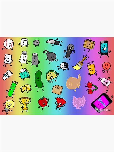 Inanimate Insanity All Characters Rainbow Sticker For Sale By