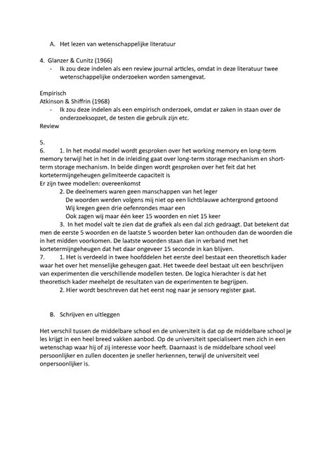 Methodologie Huiswerk Week A Het Lezen Van Wetenschappelijke