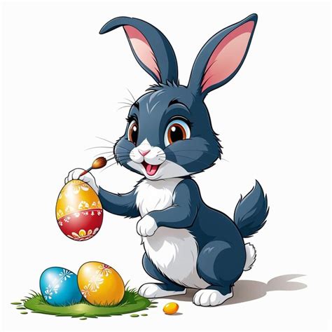 Premium Photo Vector Cartoon Rabbit Painting An Easter Egg