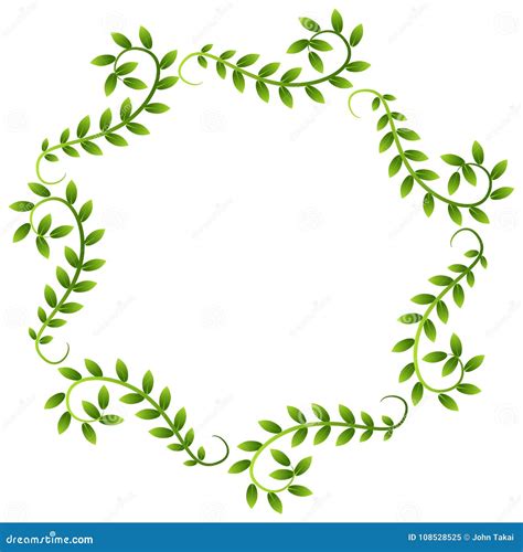 Plant Vine Leaves Frame Wreath Border Stock Vector - Illustration of repeating, clipart: 108528525