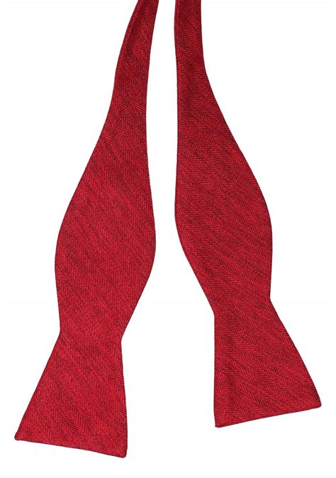 Cherry Red Self Tie Bow Ties Red Bow Tie With Elegant Herringbone