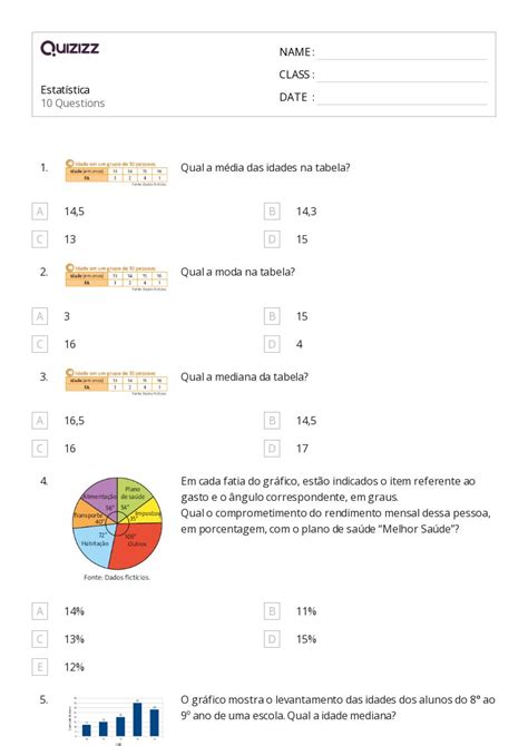 M Dia Mediana E Moda Imprim Vel S Rie Planilhas Quizizz