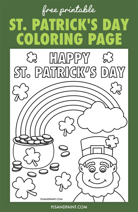 Free Printable St Patrick S Day Coloring Page Pjs And Paint