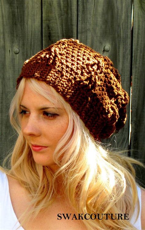 Hand Knit Cable Cotton Slouchy Beanie Womens Hat By Swakcouture 38 00