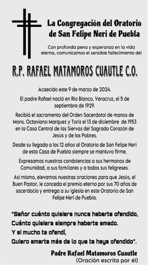 El P Rafael Matamoros Cuautle C O Ha Partido A La Casa Del Padre