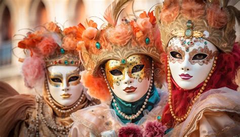 Venice Carnival with Colorful Masks and Elaborate Costumes with Copy ...