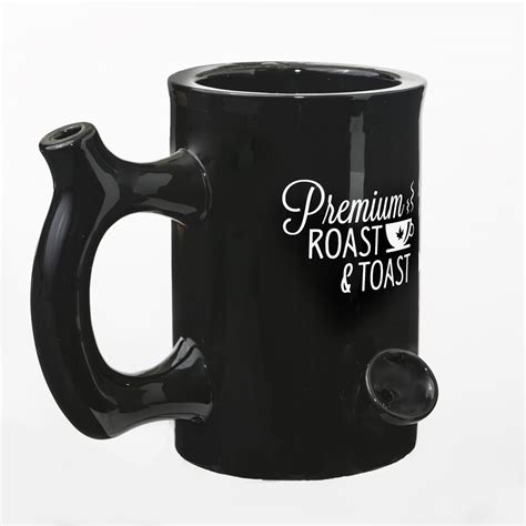 Premium Roast And Toast Mug Shiny Black With White Print Famous Favors