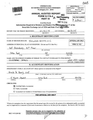 Fillable Online 15041366 ANNUAL AUDITED OltT FORM X 17 PART 111 Fax