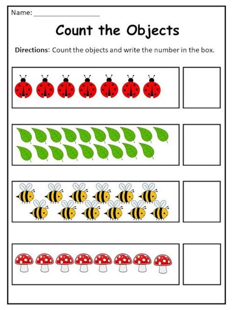 Printable Count Objects Worksheets Numbers For Etsy