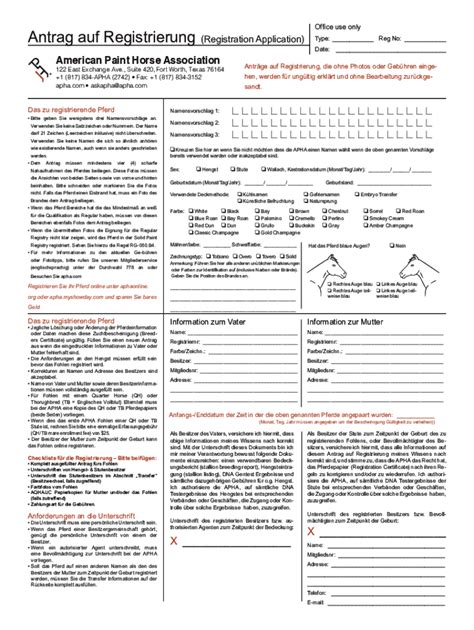 Fillable Online Antrag Auf Registrierung Office Use Only Reg