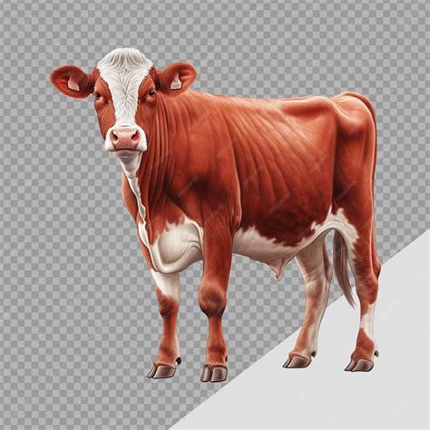 Premium Psd Red Cow Isolated On Transparent Background