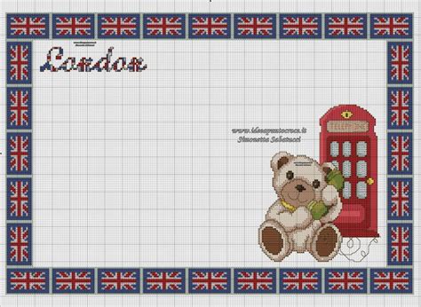 Teddy On The Road Londra Schema Punto Croce Punto Croce Ricamo Punto