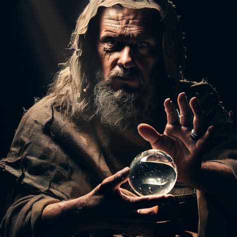 Premium AI Image A Portrait Of A Seer Holding A Crystal Ball