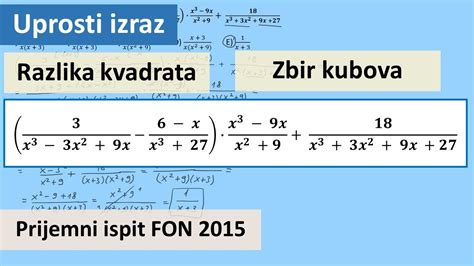 Razlika Kvadrata Zbir Kubova Kvadrat Trinoma Prijemni Ispit Fon