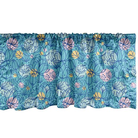 Botanical Window Valance Abstract Flowers And Leaves Colorful Circles