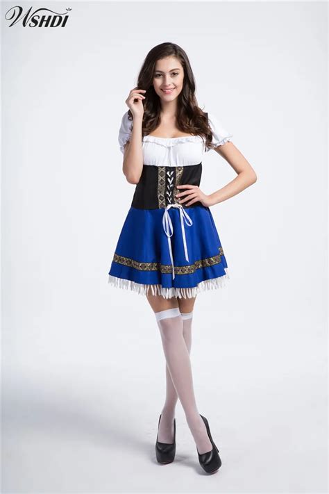 Women Adult Halloween Costumes Cosplay Maid Uniforms Oktoberfest Dirndl