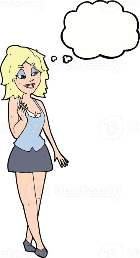 Cartoon Attractive Office Woman With Thought Bubble 44937642 Png