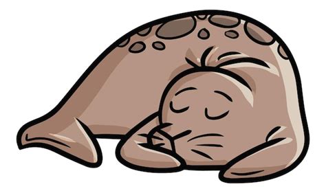 Premium Vector Funny Brown Seal Sleeping Cartoon Illustration