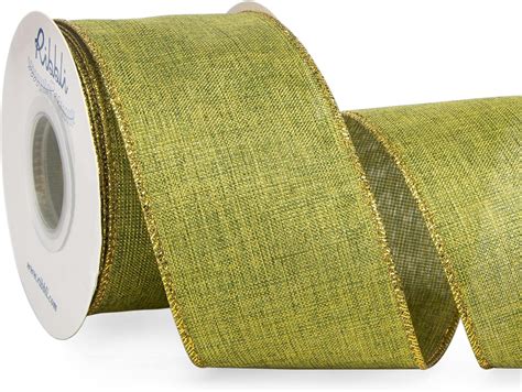 Amazon Ribbli Metallic Sage Green Linen Wired Ribbon 2 1 2 Inch X