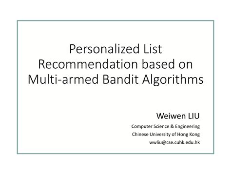 Personalized List Recommendation Based On Multi Armed Bandit Algorithms