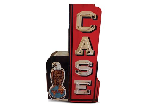 Case With Old Abe Logo Vertical Neon Porcelain Sign Auburn Fall