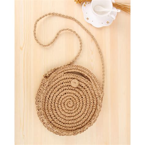 Wd13659 Wholesale Designer Woven Straw Bag Round Summer Beach Bag