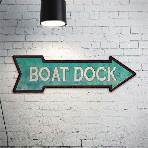 Boat Dock Sign, Boat Dock Right Arrow Sign, Vintage Looking Beach House Decor, Harbor Ship Dock ...