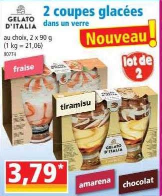 Promo Gelato D italia 2 Coupes Glacées Dans Un Verre chez Norma