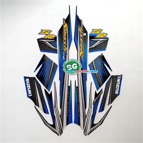 STIKER STRIPING LIS BODY MOTOR SMASH SR 110 2007 2008 HITAM BIRU