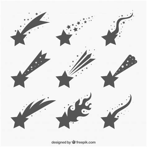 Conjunto De Estrellas Fugaz Grises Free Vector Freepik Freevector