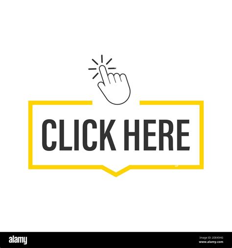 Click Here Button With Hand Pointer Clicking Vector Stock Illustration