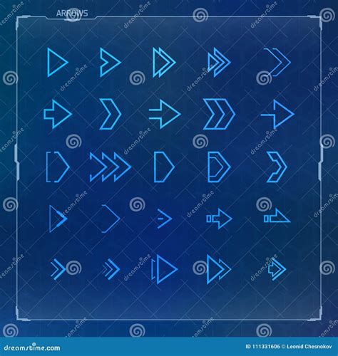 Sci Fi Futuristic Design Arrow Icons Set Stock Vector Illustration Of