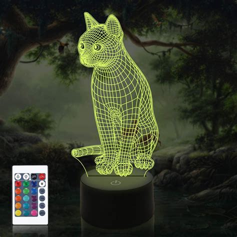 Creative 3d Cat Night Light Usb Powered Remote Control Decor Table Optical Illusion Lamps 716