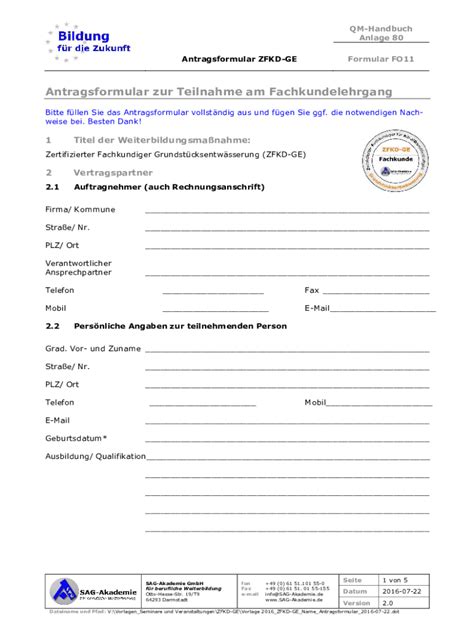 Ausf Llbar Online Antragsformular Zfkd Ge Fax Email Drucken Pdffiller