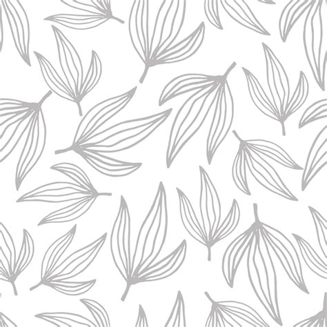 Premium Vector Gray Abstract Leaves Silhouette Seamless Pattern Hand